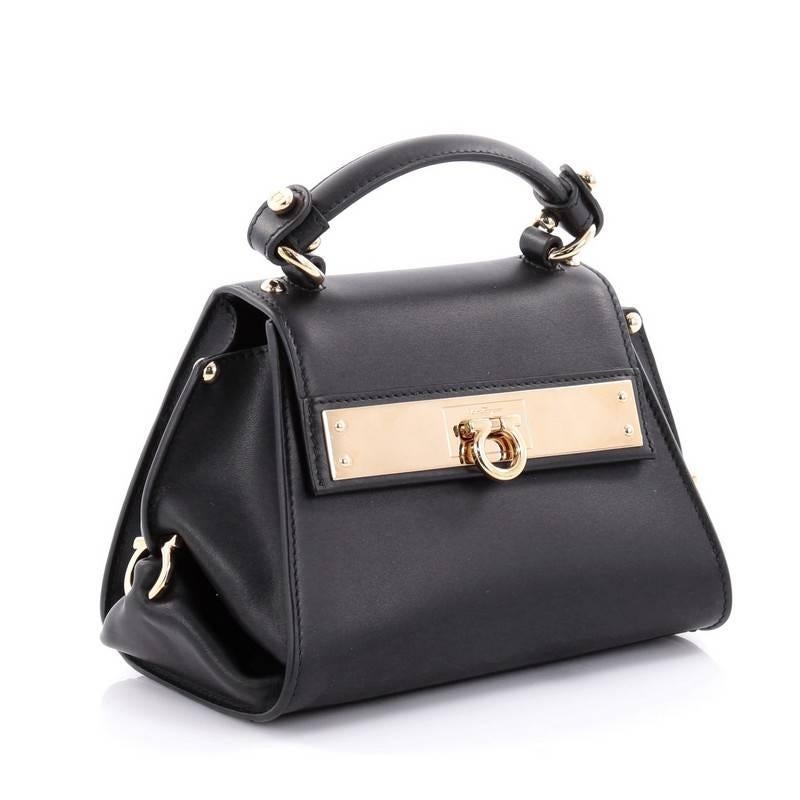 Black Salvatore Ferragamo Sofia Satchel Leather Mini