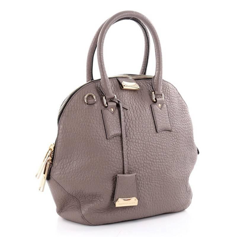 Gray Burberry Orchard Bag Heritage Grained Leather Medium