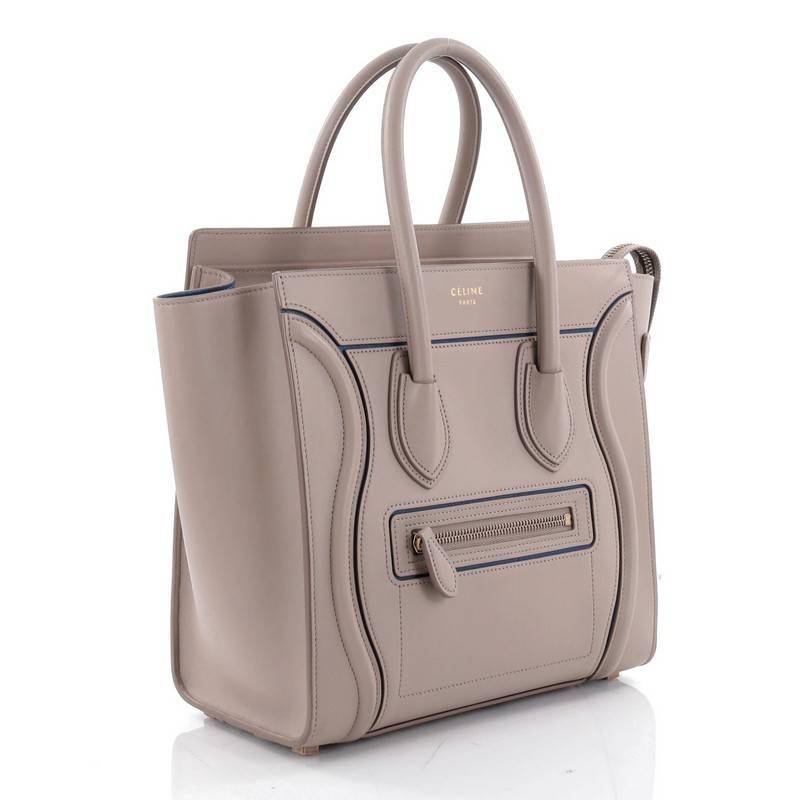 Gray Celine Luggage Handbag Smooth Leather Micro