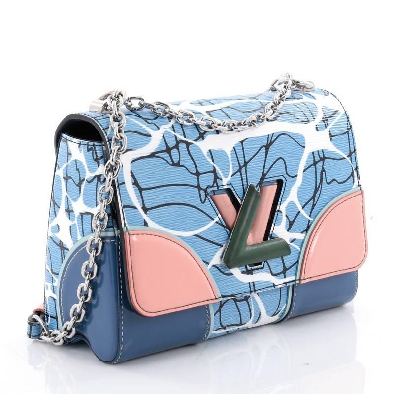 Gray Louis Vuitton Twist Handbag Limited Edition Aqua Print Epi Leather MM