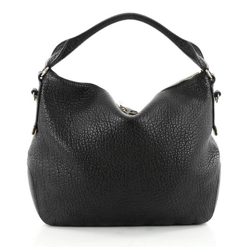 Burberry Ledbury Convertible Hobo Heritage Grained Leather Small In Good Condition In NY, NY