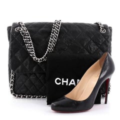 Chanel Tasche mit Kette und Klappe aus gestepptem Leder Maxi