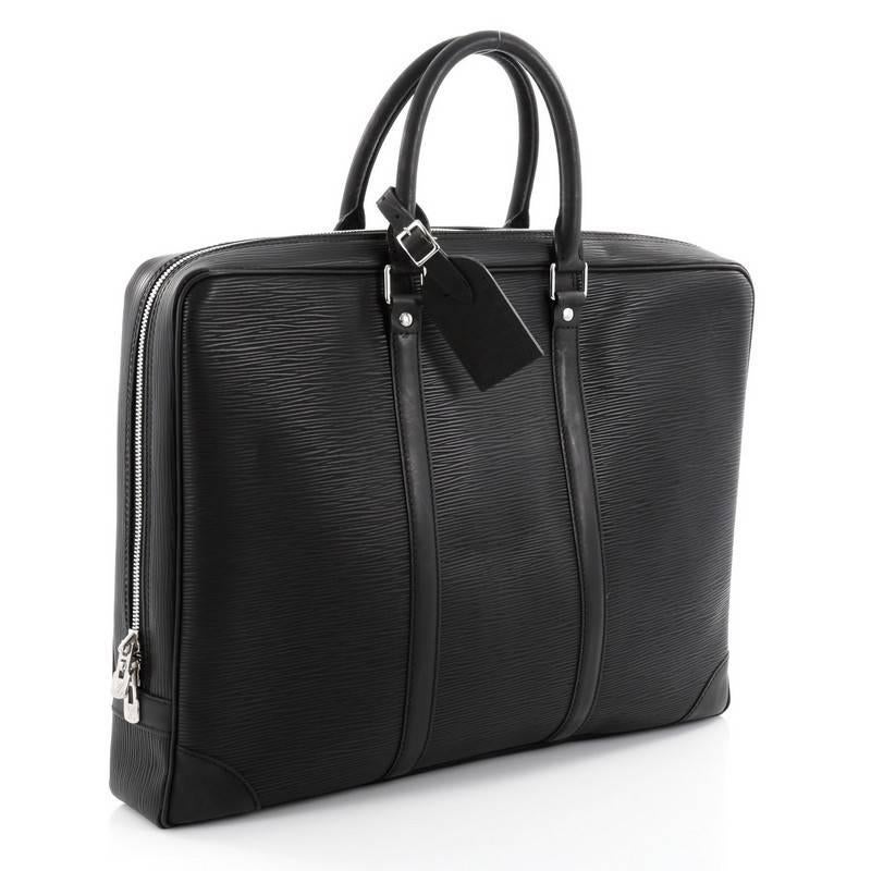 Black Louis Vuitton Porte-Documents Voyage Briefcase Epi Leather