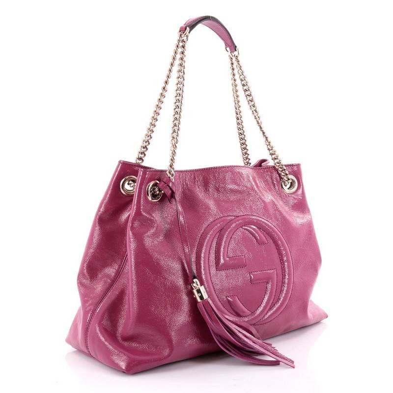 Pink Gucci Soho Shoulder Bag Chain Strap Patent Medium