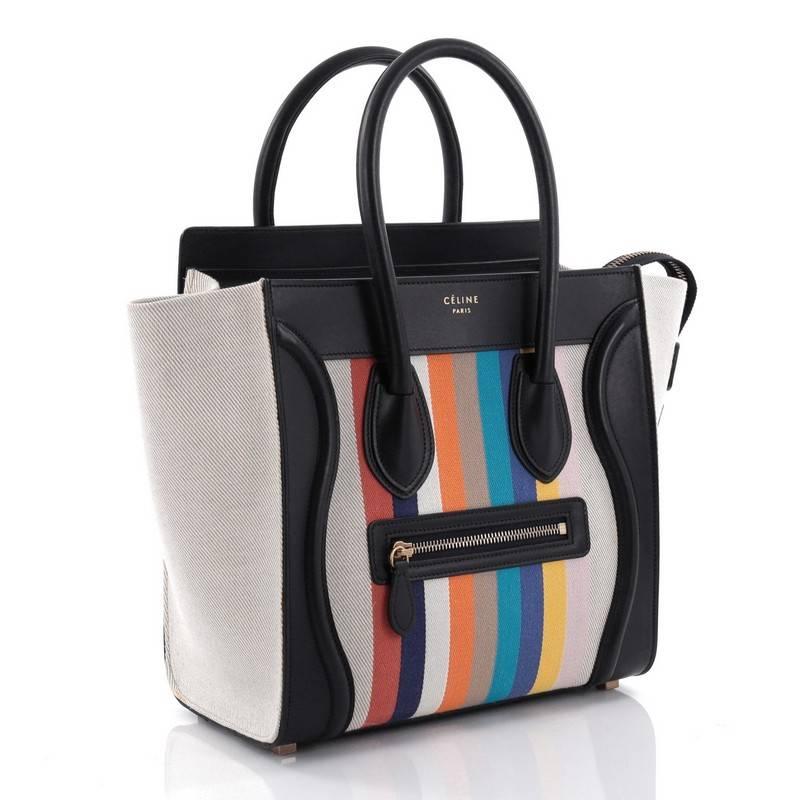 Black Celine Luggage Handbag Canvas and Leather Micro