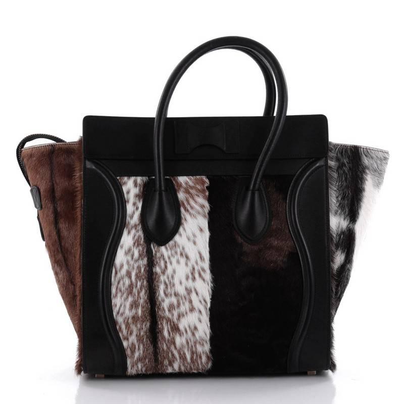 Celine Luggage Handbag Goat Fur Mini In Good Condition In NY, NY