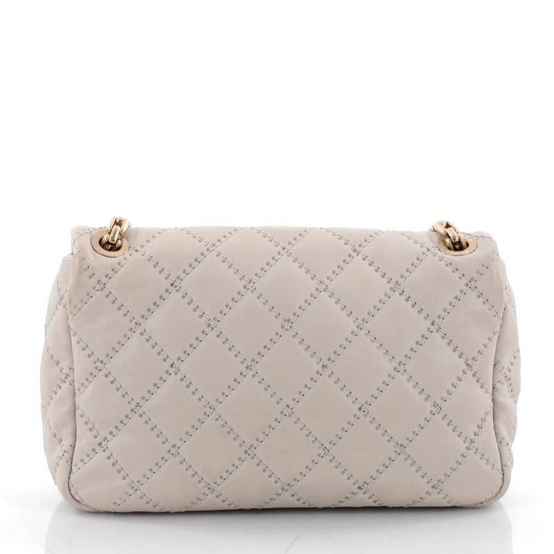 Beige Chanel Retro Chain Flap Bag Quilted Leather Medium