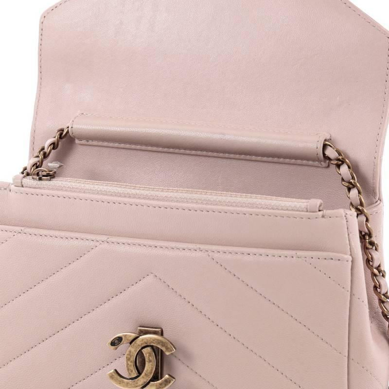 Chanel Coco Envelope Flap Bag Chevron Leather Mini In Good Condition In NY, NY