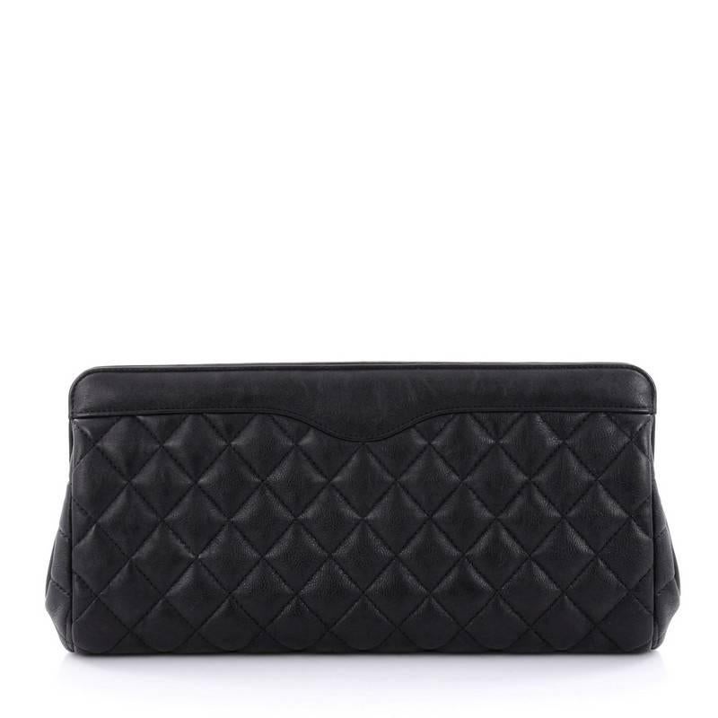 Women's or Men's Chanel So Black Two Tone Clutch Quilted Calfskin Medium