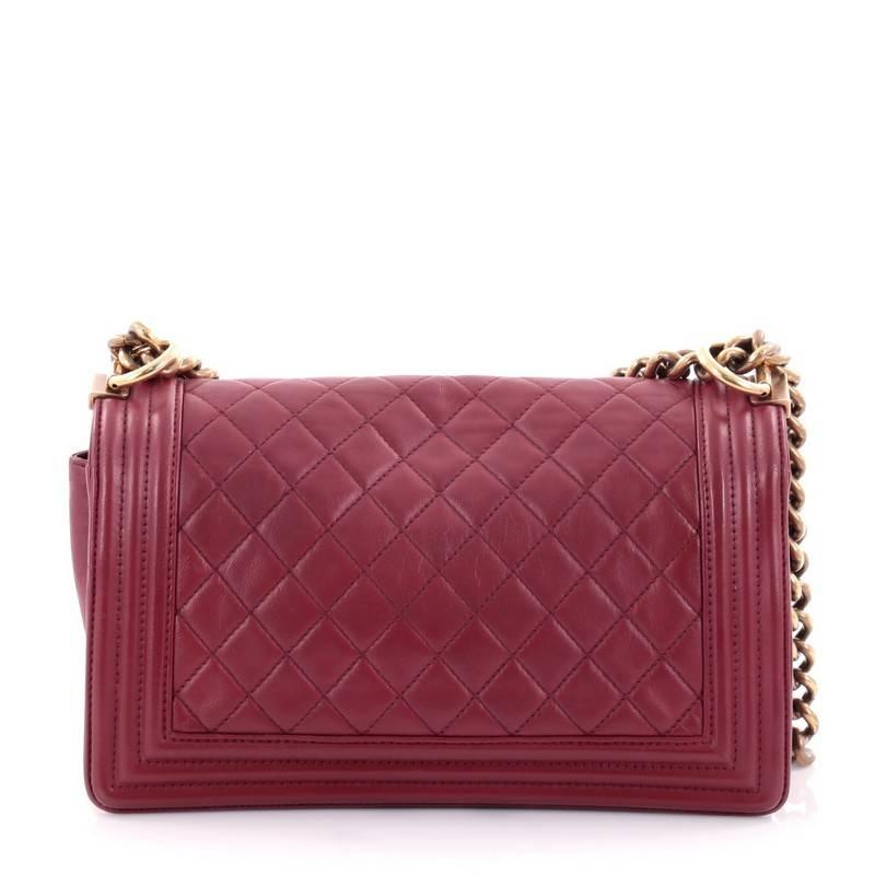 Chanel Boy Flap Bag Quilted Lambskin Old Medium In Good Condition In NY, NY