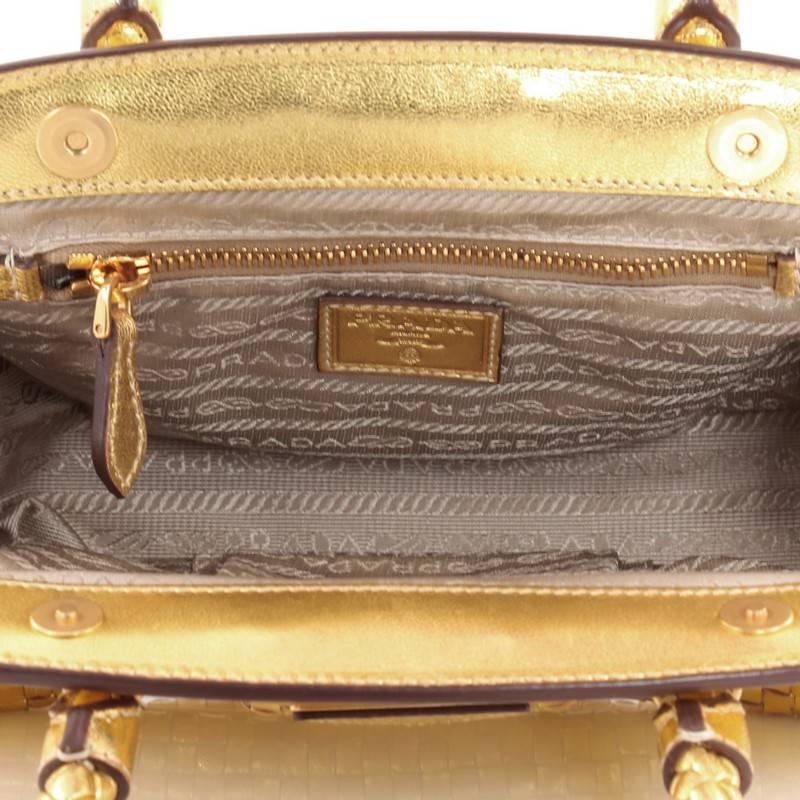 Beige Prada Madras Frame Bag Woven Leather Mini