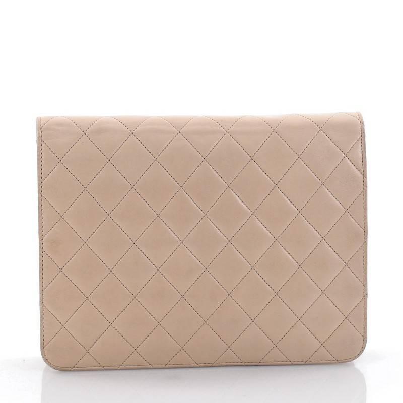 Chanel Vintage Clutch with Chain Quilted Leather Small In Fair Condition In NY, NY