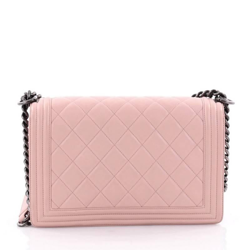 Chanel Boy Flap Bag Quilted Lambskin New Medium In Good Condition In NY, NY