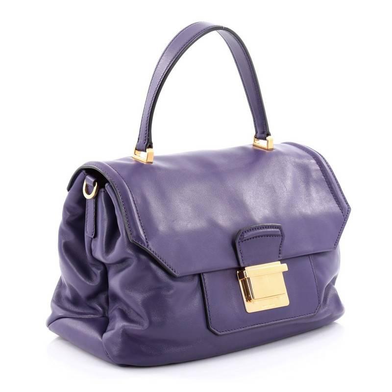 Purple Miu Miu Convertible Flap Top Handle Bag Vitello Soft Small