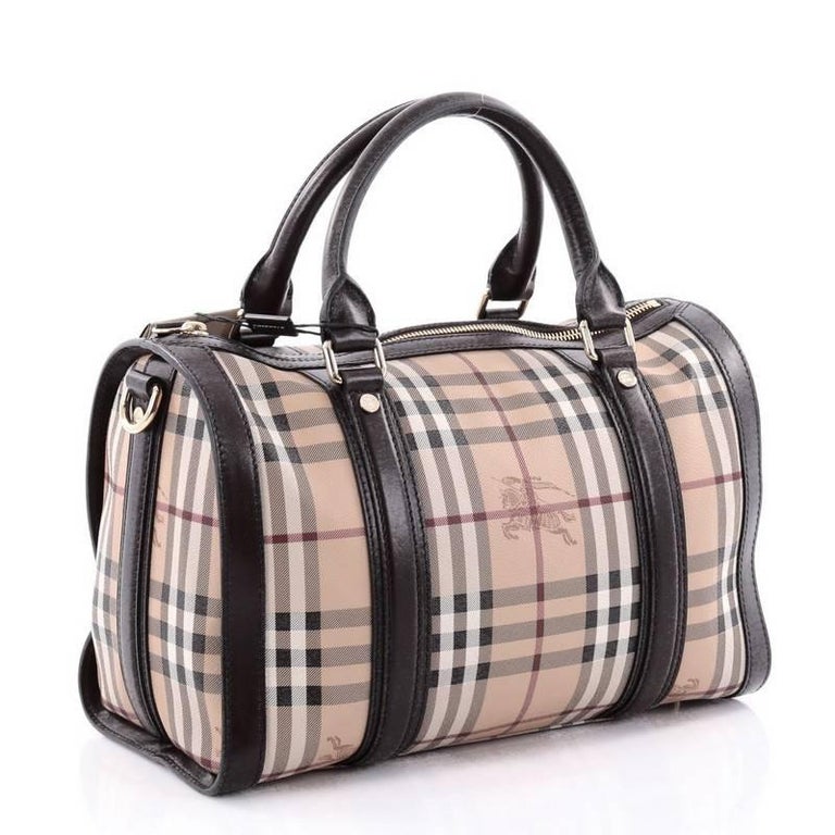 Burberry Alchester Bowling Bag Haymarket Coated Canvas and Leather