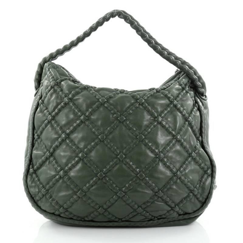 Chanel Quilted Lambskin Large Hidden Chain Hobo Bag In Good Condition In NY, NY