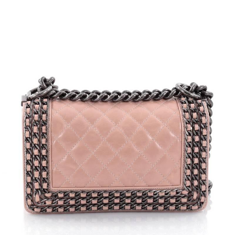 Chanel Chained Boy Flap Bag Quilted Glazed Calfskin Small In Good Condition In NY, NY