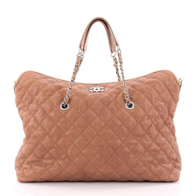 Chanel French Riviera Fold Tote Quilted Caviar Large In Good Condition In NY, NY