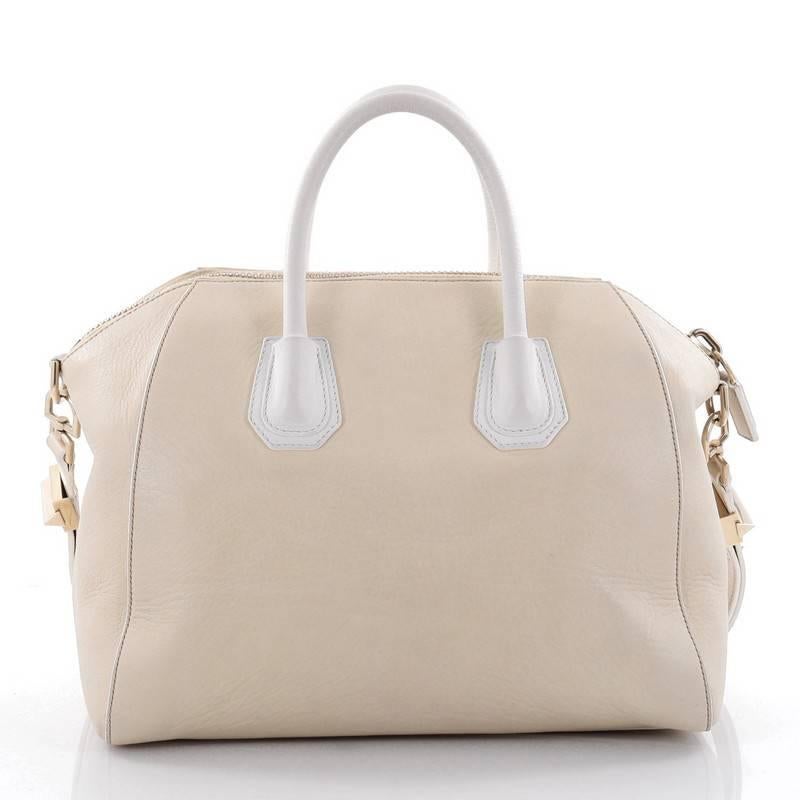 Beige Givenchy Bicolor Antigona Bag Leather Medium