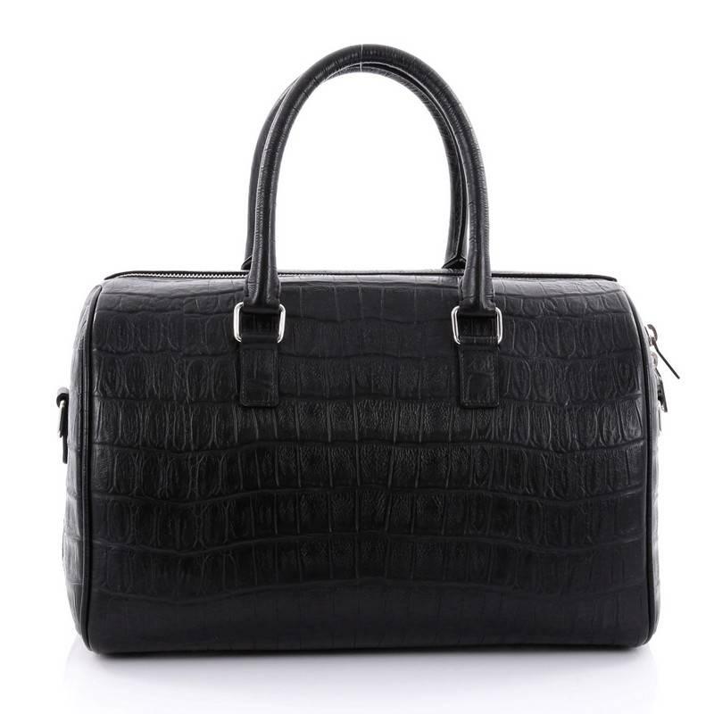 Women's or Men's Saint Laurent Classic Duffle Bag Crocodile Embossed Leather 6