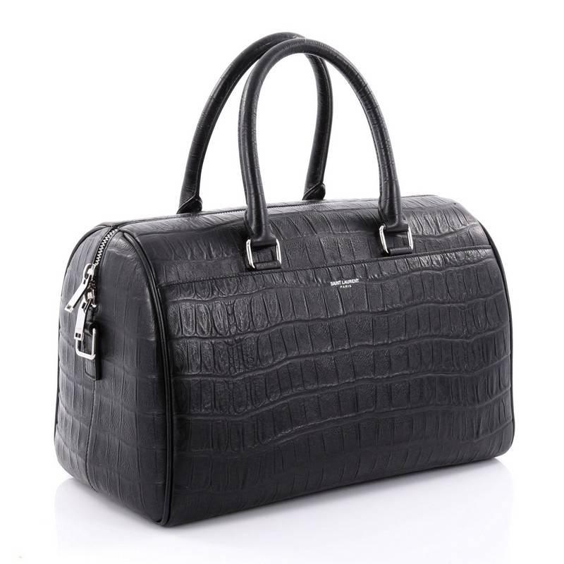 Saint Laurent Classic Duffle Bag Crocodile Embossed Leather 6 In Good Condition In NY, NY
