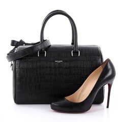 Saint Laurent Classic Duffle Bag Crocodile Embossed Leather 6