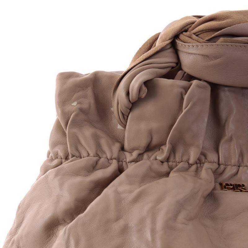 Brown  Prada Convertible Bow Tie Shoulder Bag Leather Medium