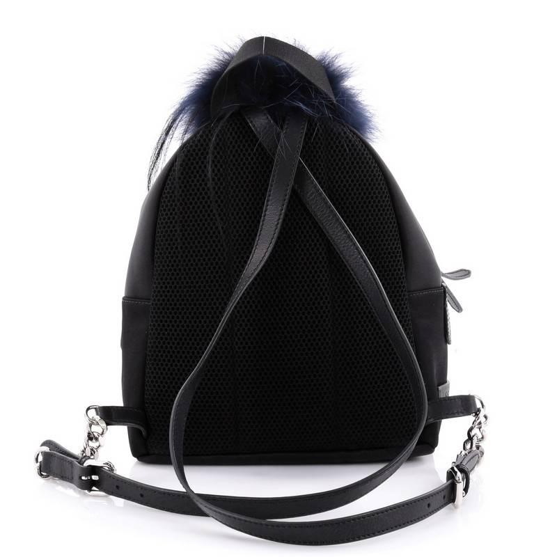 Women's or Men's Fendi Monster Backpack Nylon with Leather and Fur Mini