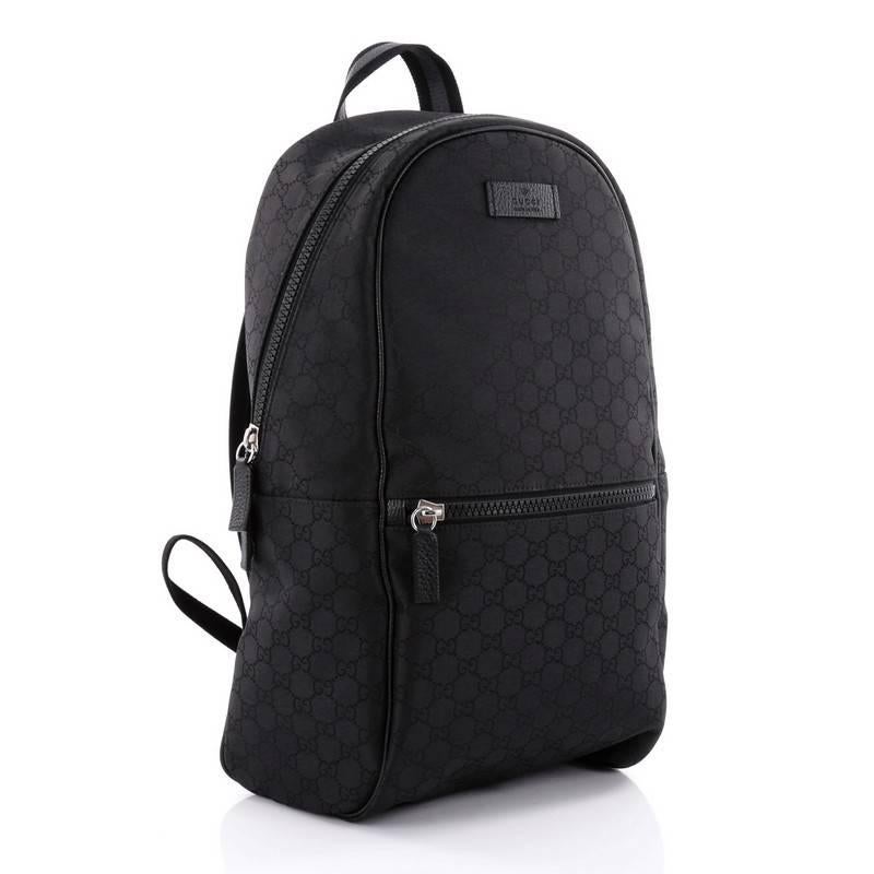 Black Gucci Zip Pocket Backpack GG Canvas Large