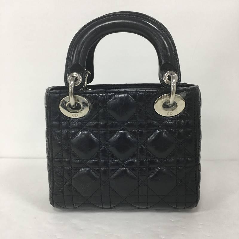 Black Christian Dior Lady Dior Handbag Cannage Quilt Lambskin