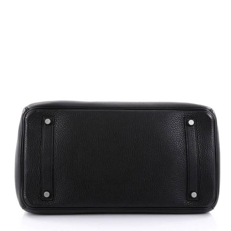Women's or Men's Hermes Birkin Handbag Black Clemence with Palladium Hardware 35
