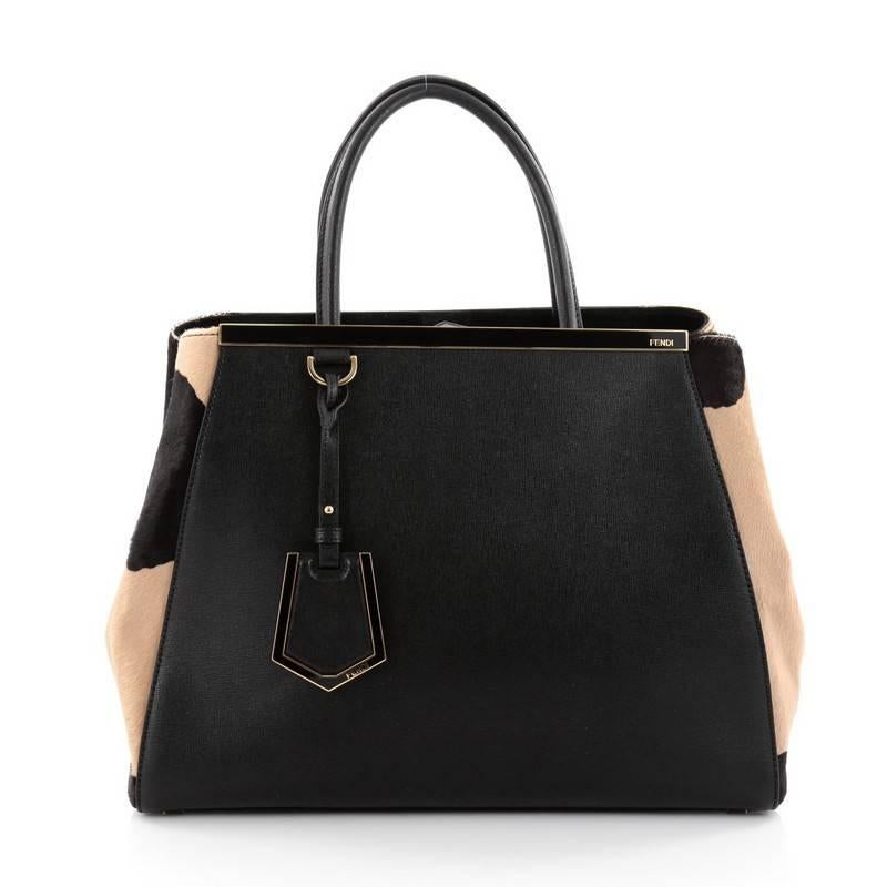 Black Fendi 2Jours Handbag Pony Hair and Leather Medium