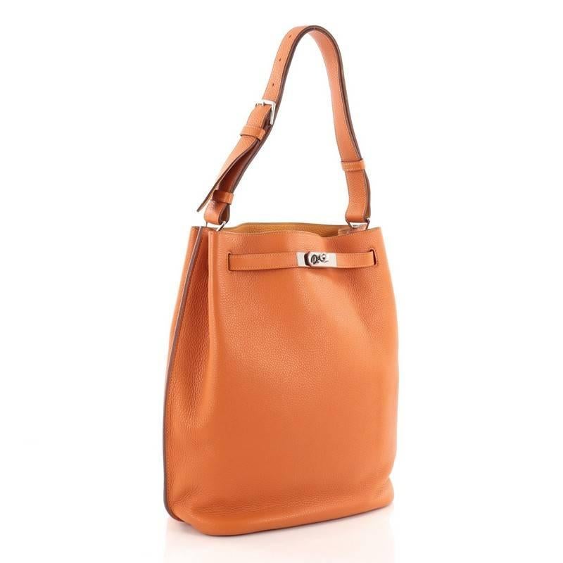Orange Hermes Eclat So Kelly Handbag Clemence 26