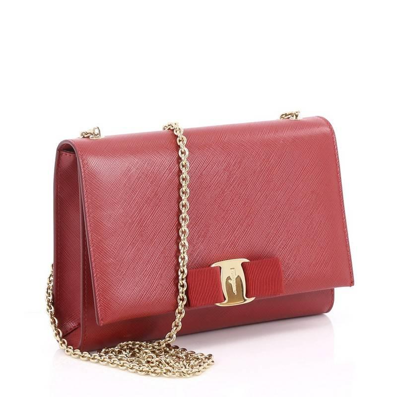Pink Salvatore Ferragamo Ginny Crossbody Bag Saffiano Leather Small