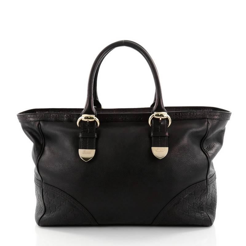 Gucci Signoria Tote Leather with Guccissima Detail Large In Good Condition In NY, NY