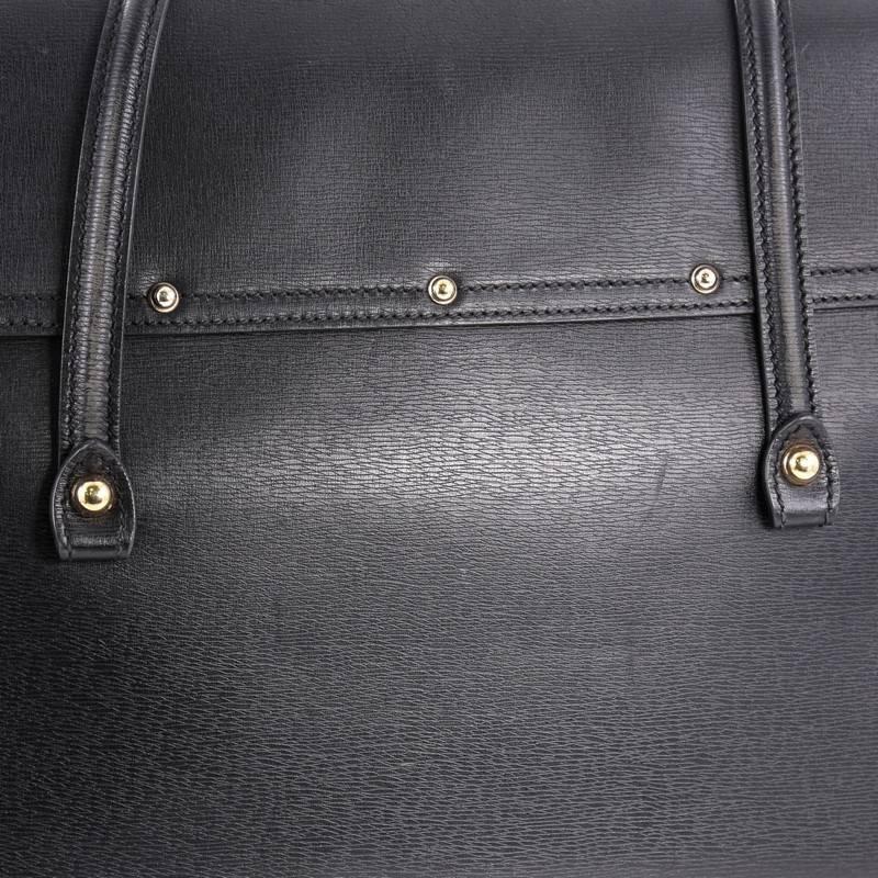 Black Gucci New Bullet Bamboo Top Handle Bag Leather Large