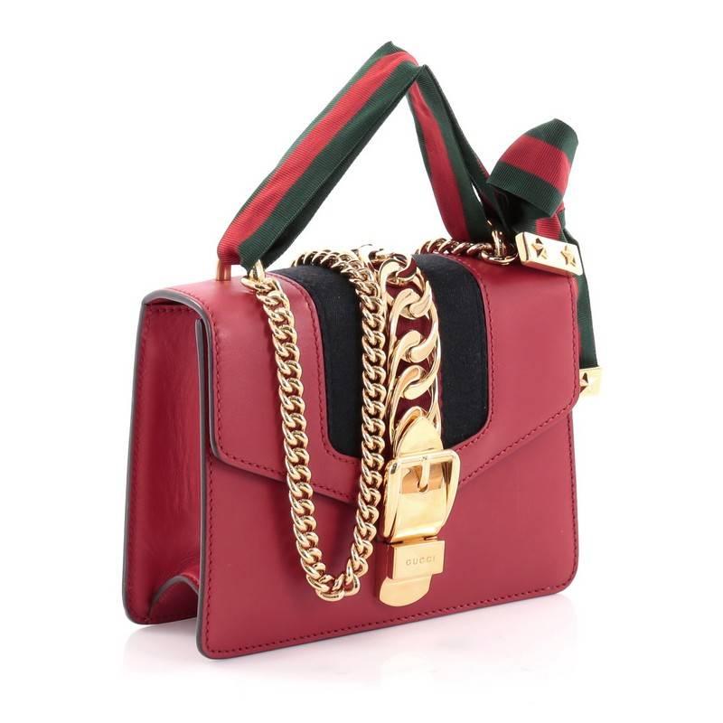 Brown Gucci Sylvie Chain Shoulder Bag Leather Mini