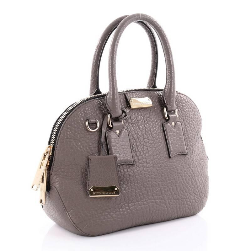 Gray Burberry Orchard Bag Heritage Grained Leather Small
