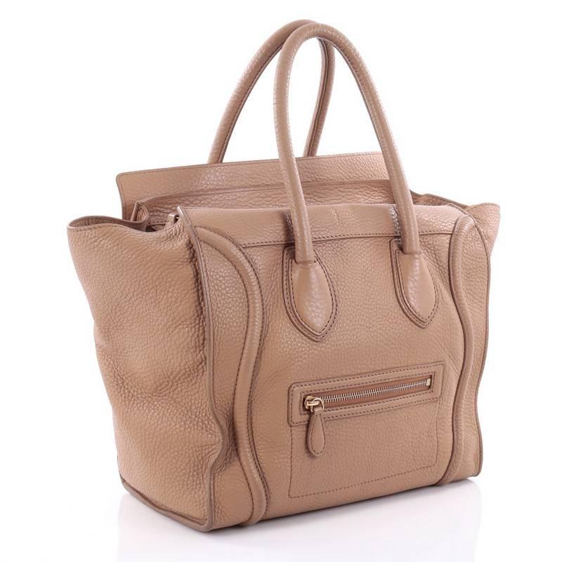 Brown Celine Luggage Handbag Grainy Leather Mini