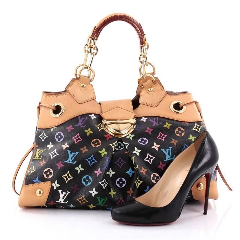 This authentic Louis Vuitton Ursula Handbag Monogram Multicolor mixes fun and functionality with a feminine twist. Designed in black monogram multicolor coated canvas and accented with vachetta cowhide leather trims, this stylish tote features chain