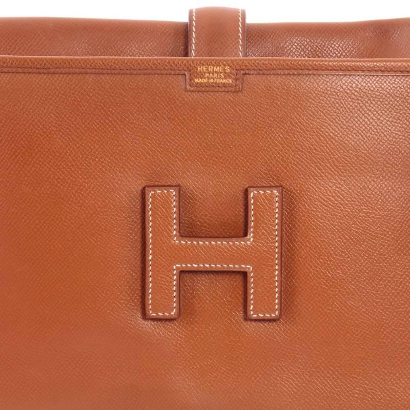 Brown Hermes Jige Clutch Courchevel PM