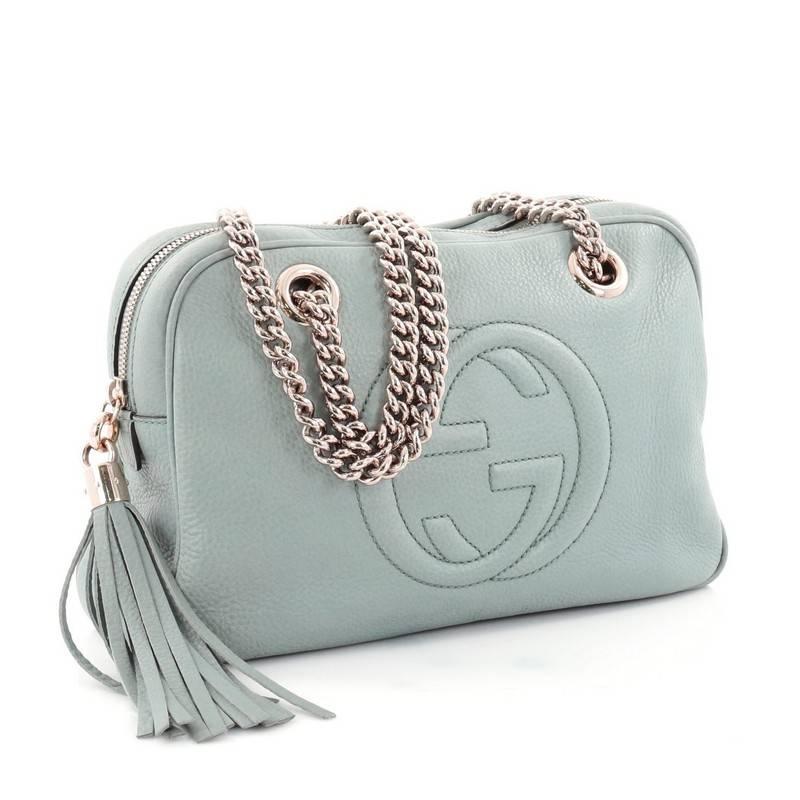 Gray  Gucci Soho Chain Zipped Shoulder Bag Leather Small 