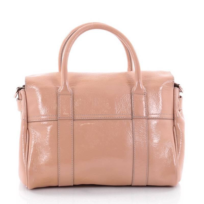 Mulberry Bayswater Convertible Satchel Patent Small In Good Condition In NY, NY