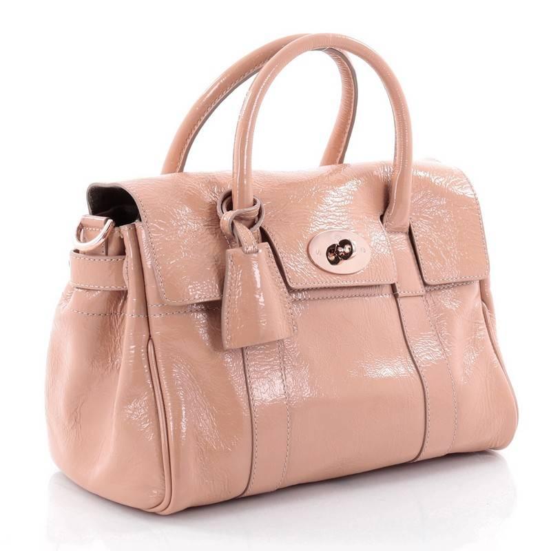 Beige Mulberry Bayswater Convertible Satchel Patent Small