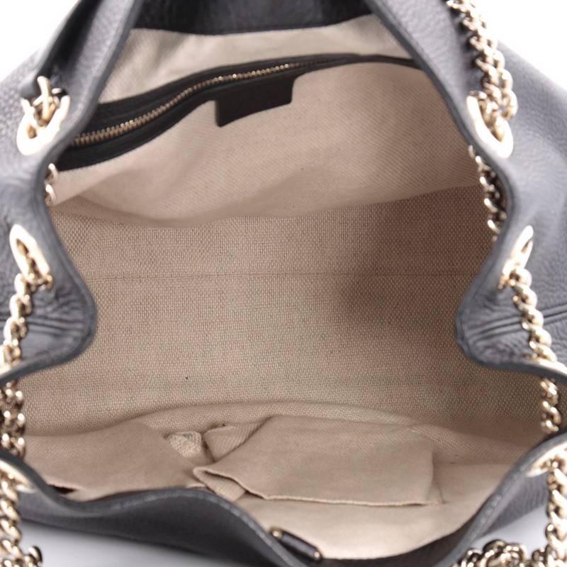 Black Gucci Soho Shoulder Bag Chain Strap Leather Medium