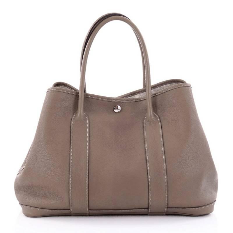 Gray Hermes Garden Party Tote Leather 36