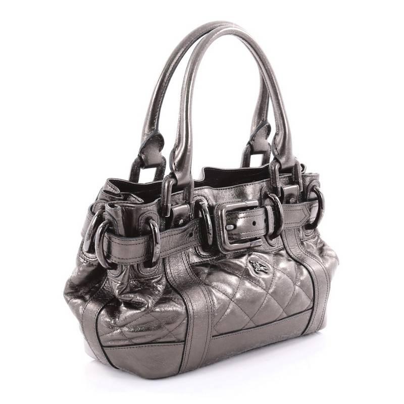 Gray Burberry Beaton Bag Quilted Leather Baby