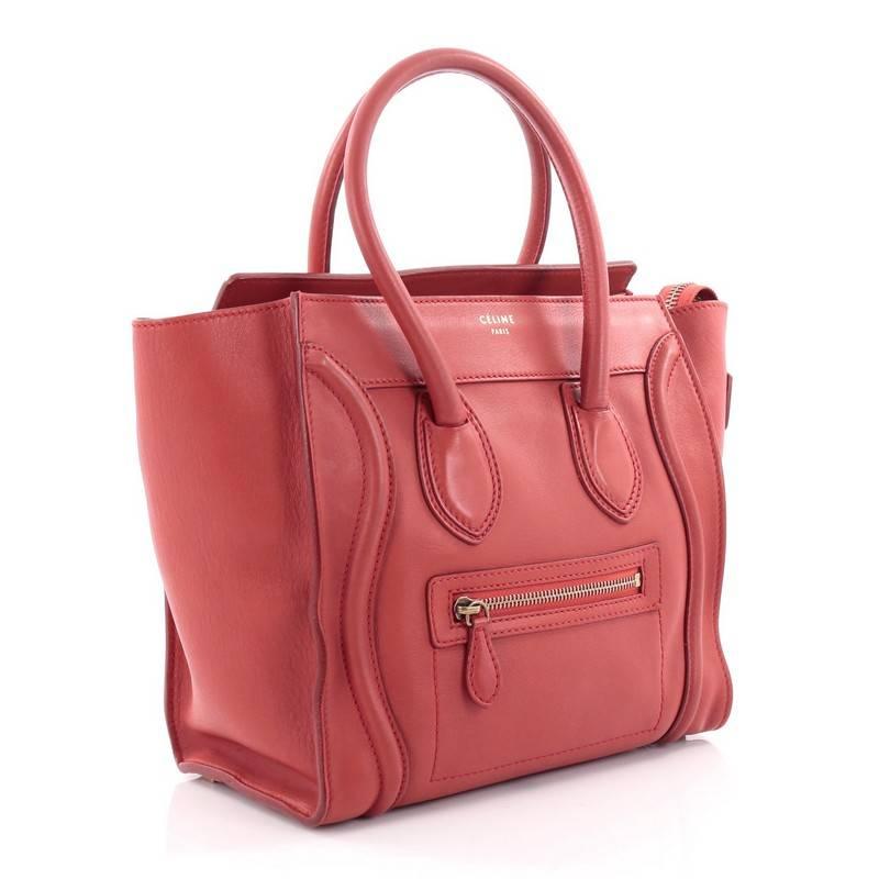 Pink Celine Luggage Handbag Smooth Leather Micro