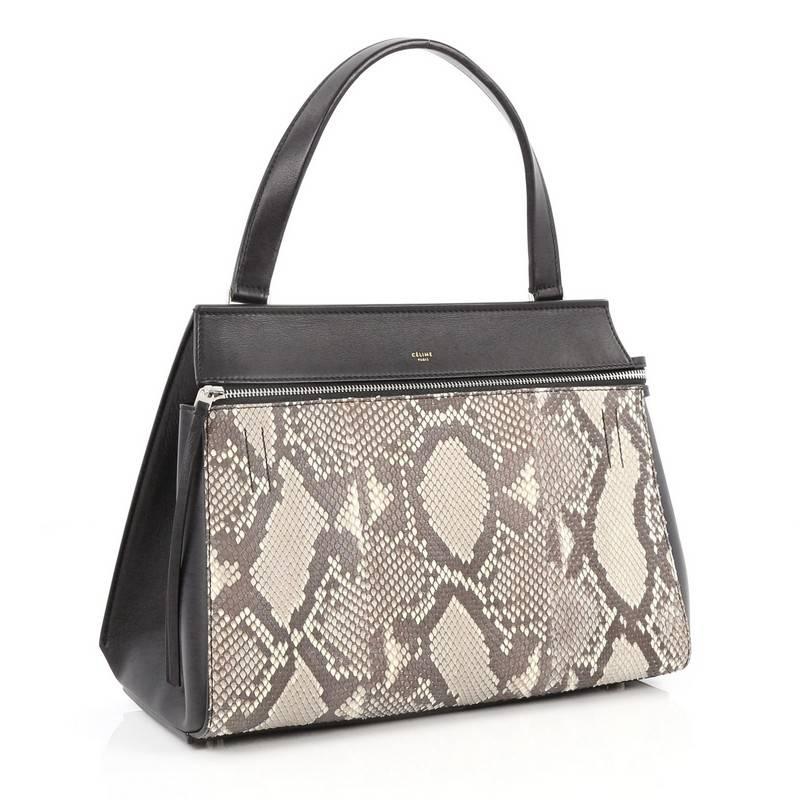 Gray Celine Edge Bag Python and Leather Medium