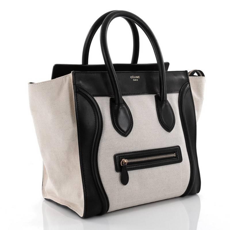 Black Celine Luggage Handbag Canvas and Leather Mini